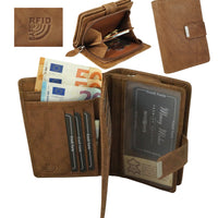 kompakte Damengeldbörse aus weichem Rindsleder, RFID-safe