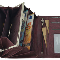 klassische Damengeldbörse mit Clipverschluss-Münzfach, Rindsleder mit RFID-safe