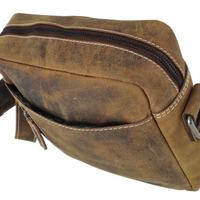 hochwertiger Unisex Messenger-Bag aus Büffelleder mit Vollausstattung