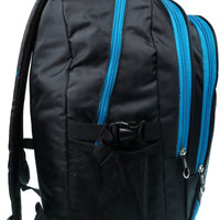 großer Rucksack mit gepolsterten Gurten und farbigen Akzenten