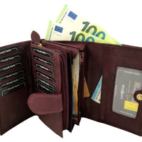 praktische Damengeldbörse aus weichem Rindsleder mit vielen Kartenfächern, RFID-safe