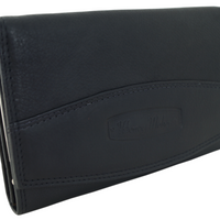 klassische Damengeldbörse mit Clipverschluss-Münzfach, Rindsleder mit RFID-safe