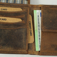 flache Geldbörse aus Büffelleder mit RFID-Blocker und Volllederausstattung