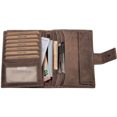 Vintage Brieftasche aus Echt Leder mit RFID-Blocker, 16 Kartenfächer + Münzfach