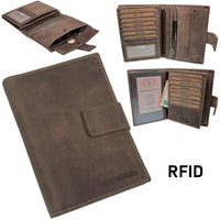 Vintage Brieftasche aus Echt Leder mit RFID-Blocker, 16 Kartenfächer + Münzfach