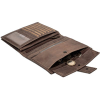 Vintage Brieftasche aus Echt Leder mit RFID-Blocker, 16 Kartenfächer + Münzfach