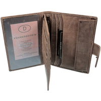 Vintage Brieftasche aus Echt Leder mit RFID-Blocker, 16 Kartenfächer + Münzfach