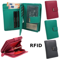 kompakte Damengeldbörse aus weichem Rindsleder, RFID-safe