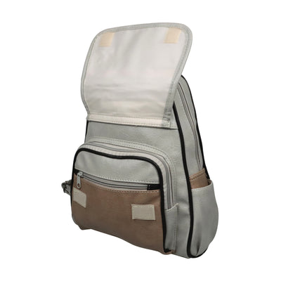 Sportlicher Damen Cityrucksack in neutralem Grau, statt Tasche