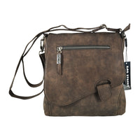 flache Umhängetasche aus robustem Kunstleder mit großer Deckelklappe