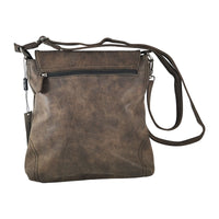 flache Umhängetasche aus robustem Kunstleder mit großer Deckelklappe