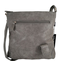 flache Umhängetasche aus robustem Kunstleder mit großer Deckelklappe