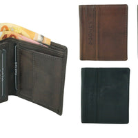 flache Faltbörse aus glattem Echt Leder mit RFID-Blocker