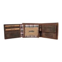 Geldbörse aus poliertem Büffelleder mit RFID-Blocker und Volllederausstattung