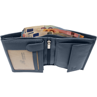 Vollledergeldbörse im Hochformat mit RFID-Blocker