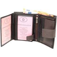 Farblich abgesetzte Riegelbörse aus Rindsleder mit RFID-Blocker