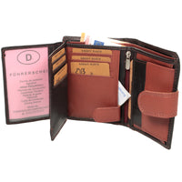 Farblich abgesetzte Riegelbörse aus Rindsleder mit RFID-Blocker