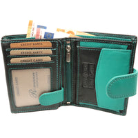 Farblich abgesetzte Riegelbörse aus Rindsleder mit RFID-Blocker