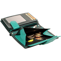 Farblich abgesetzte Riegelbörse aus Rindsleder mit RFID-Blocker