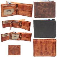 Hochwertige Waschleder-Geldbörse, extra geschmeidig, Used -Look