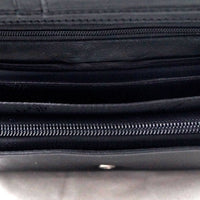 XXL-Damengeldbörse aus weichem Rindsleder mit 17 Kartenfächern und RFID-Blocker