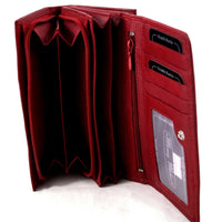 XXL-Damengeldbörse aus weichem Rindsleder mit 17 Kartenfächern, RFID-Safe