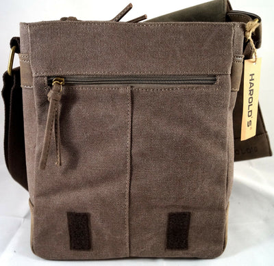 Unisex Messenger Bag aus Canvas mit Überwurf und langem Gurt