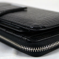 große Luxus-Geldbörse aus Lackleder in Krokooptik mit vielen Kartenfächern