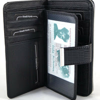 große Luxus-Geldbörse aus Lackleder in Krokooptik mit vielen Kartenfächern