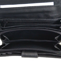 praktische Damengeldbörse aus weichem Rindsleder mit vielen Kartenfächern, RFID-safe