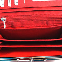 klassische Damengeldbörse mit Clipverschluss-Münzfach, Rindsleder mit RFID-safe