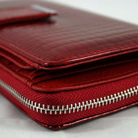 große Luxus-Geldbörse aus Lackleder in Krokooptik mit vielen Kartenfächern