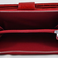 große Luxus-Geldbörse aus Lackleder in Krokooptik mit vielen Kartenfächern