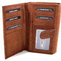 XXL-Damengeldbörse aus weichem Rindsleder mit 17 Kartenfächern