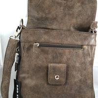 in der Größe variable Umhängetasche aus Kunstleder in Wildlederoptik