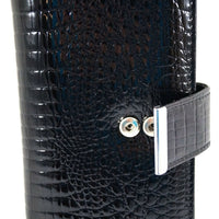 große Luxus-Geldbörse aus Lackleder in Krokooptik mit vielen Kartenfächern